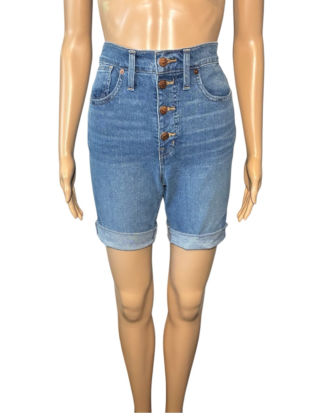 Madewell Denim Cutoff Shorts Size 29 High Rise Button Fly Blue Cotton Blend